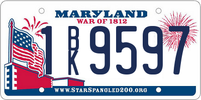 MD license plate 1BK9597