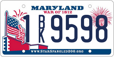 MD license plate 1BK9598