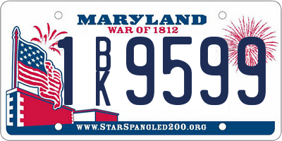 MD license plate 1BK9599