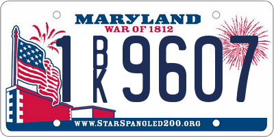 MD license plate 1BK9607