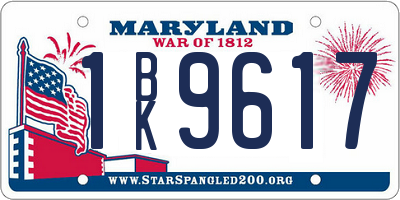 MD license plate 1BK9617