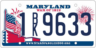 MD license plate 1BK9633