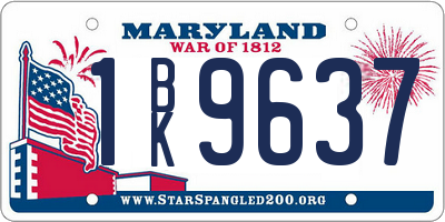 MD license plate 1BK9637