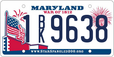 MD license plate 1BK9638