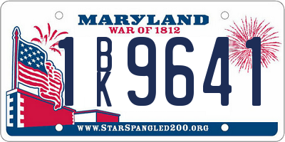 MD license plate 1BK9641