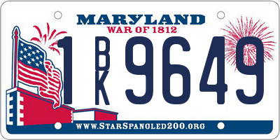 MD license plate 1BK9649