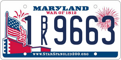 MD license plate 1BK9663