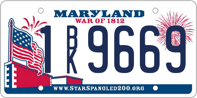 MD license plate 1BK9669