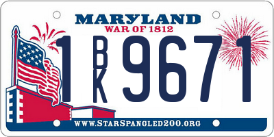 MD license plate 1BK9671