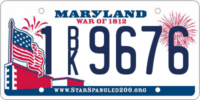 MD license plate 1BK9676