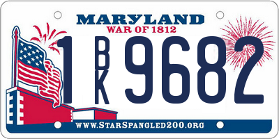 MD license plate 1BK9682