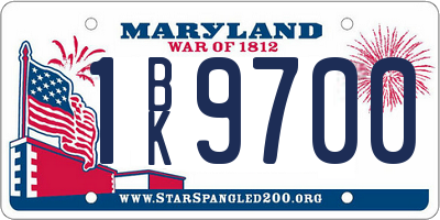 MD license plate 1BK9700