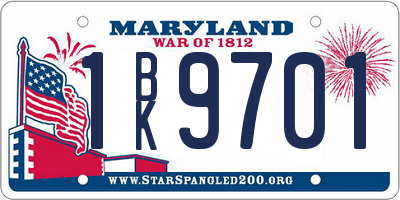 MD license plate 1BK9701