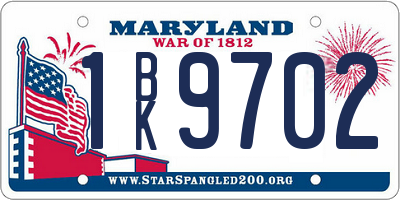 MD license plate 1BK9702
