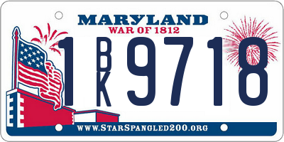 MD license plate 1BK9718
