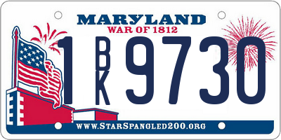 MD license plate 1BK9730