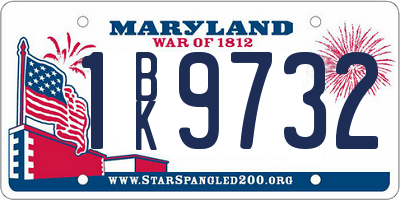 MD license plate 1BK9732