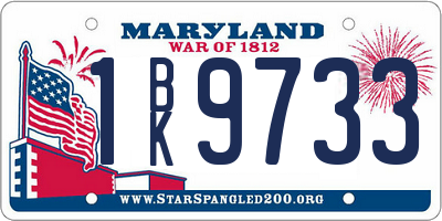 MD license plate 1BK9733