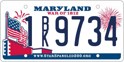 MD license plate 1BK9734