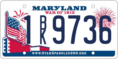 MD license plate 1BK9736