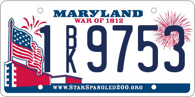 MD license plate 1BK9753