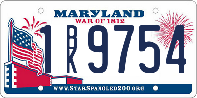 MD license plate 1BK9754