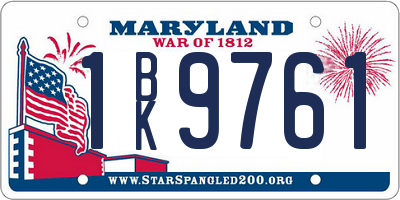 MD license plate 1BK9761