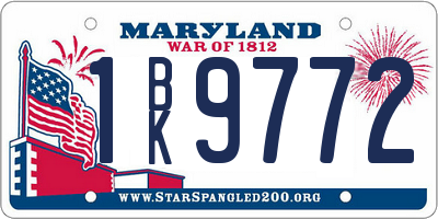 MD license plate 1BK9772