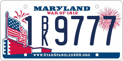 MD license plate 1BK9777