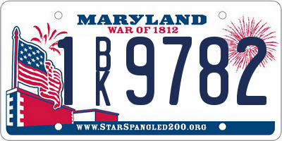 MD license plate 1BK9782