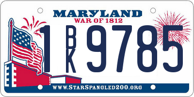 MD license plate 1BK9785