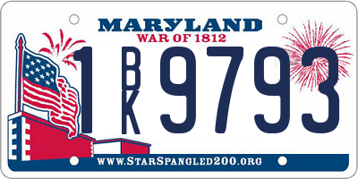 MD license plate 1BK9793