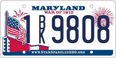 MD license plate 1BK9808