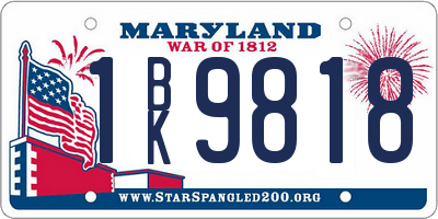 MD license plate 1BK9818