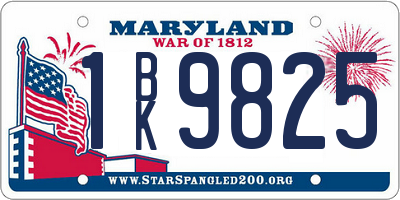 MD license plate 1BK9825