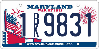 MD license plate 1BK9831
