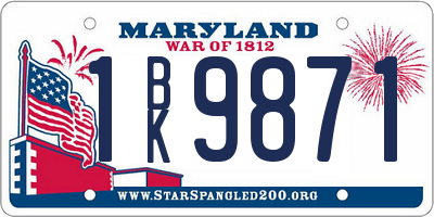 MD license plate 1BK9871