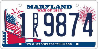 MD license plate 1BK9874