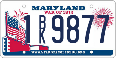MD license plate 1BK9877