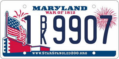 MD license plate 1BK9907