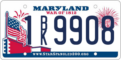 MD license plate 1BK9908