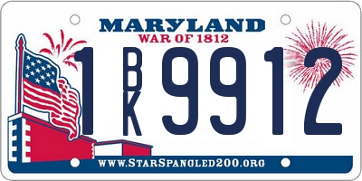 MD license plate 1BK9912