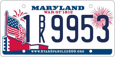 MD license plate 1BK9953