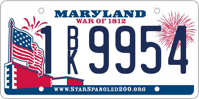 MD license plate 1BK9954