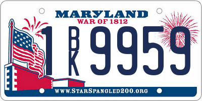 MD license plate 1BK9959