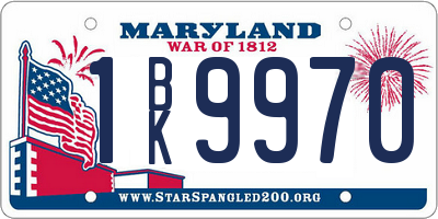 MD license plate 1BK9970