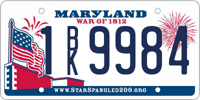 MD license plate 1BK9984
