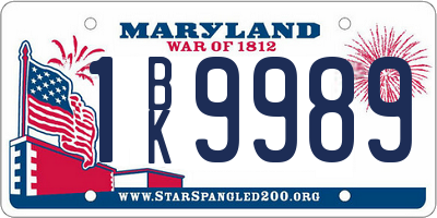 MD license plate 1BK9989