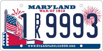 MD license plate 1BK9993
