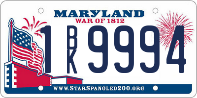 MD license plate 1BK9994